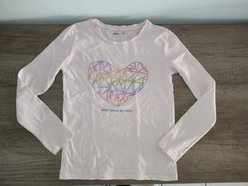 T shirt Gémo 10 ans rose avec un coeur " Don't break my heart "
