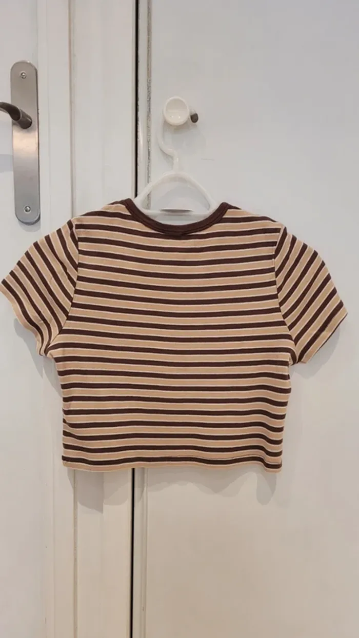 Crop top t-shirt court col rond 100% coton - photo numéro 2