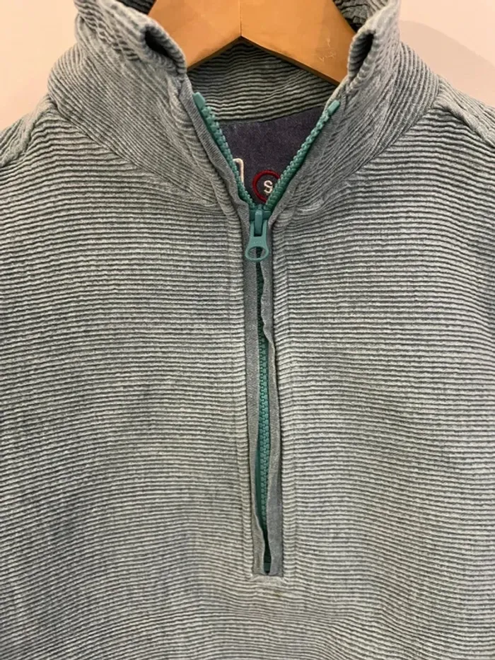 Half Zip pullover Mens S vintage ribbed blue - photo numéro 2