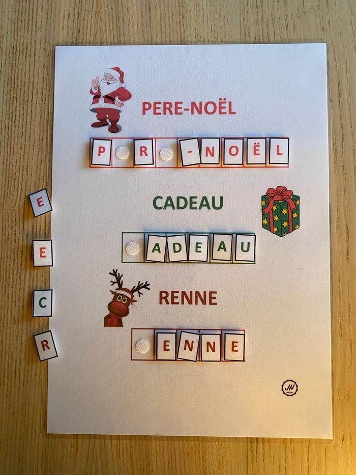 Fiche Montessori : Spécial Noël : Construction de mots - photo numéro 2