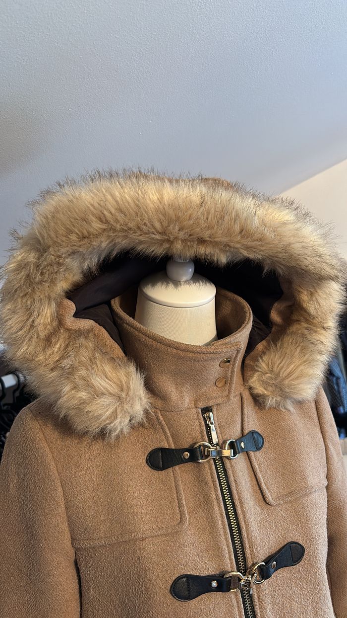 Manteau marron avec capuche fourrure Mango T36 - photo numéro 3