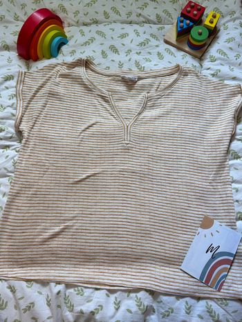 teeshirt manches courtes rayé jaune et paillettes taille M bonobo