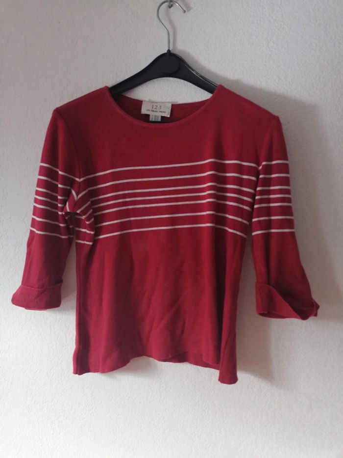 Top manches 3 /4 1.2.3 rouge.