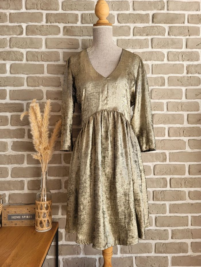 Robe fluide métallisée dorée - Vintage Love - Made in France