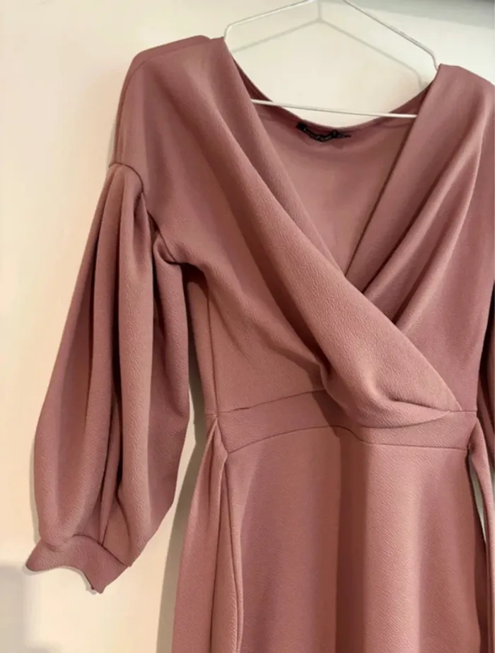 Robe rose poudré mi-longue Boohoo – Taille 38 - photo numéro 3