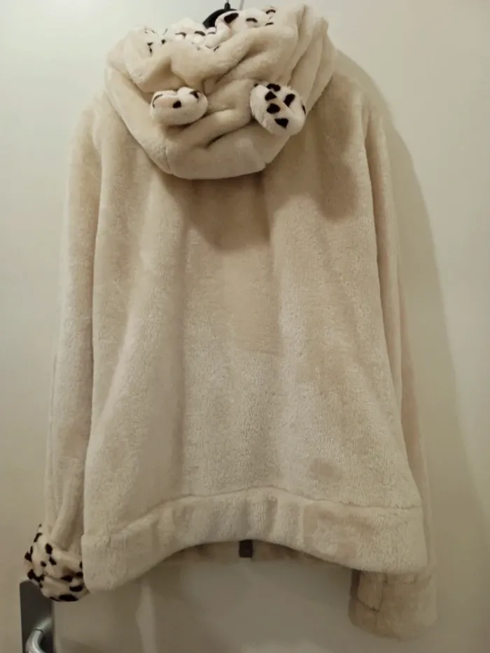 Veste femme polaire nirvana a capuche manches longues crème léopard a capuche taille 44 - photo numéro 3