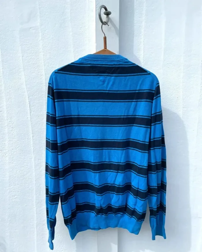 V-Neck Knit Pullover pull Tommy Hilfiger Mens XL Pima Cotton blue - photo numéro 6