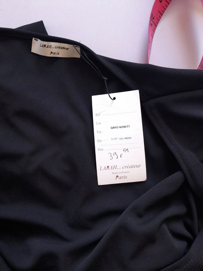 Robe noire neuve drapée extensible Larah createur - photo numéro 4