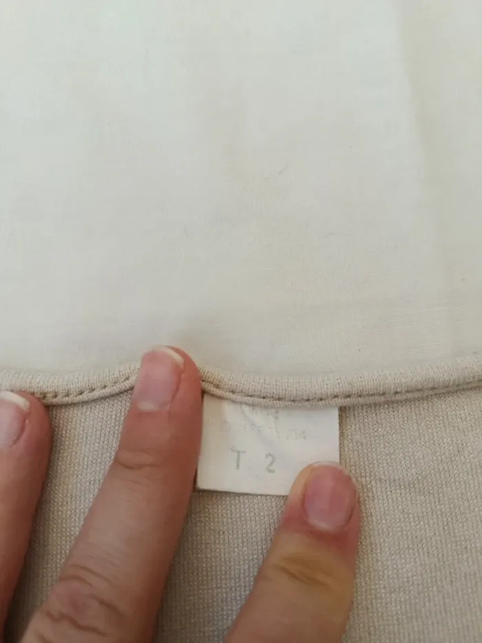 Joli top manches 3/4 décolleté lacé écru taille S - photo numéro 6