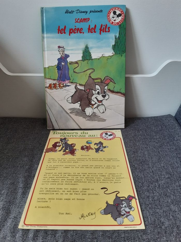 Livre + courrier  Disney vintage 1986 : Scamp tel père, tel fils, Club Mickey