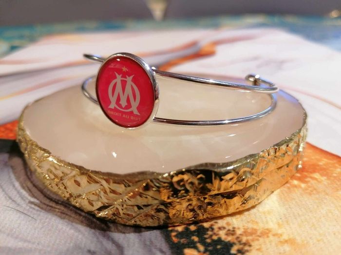 Bracelet manchette argenté Marseille rose - photo numéro 2