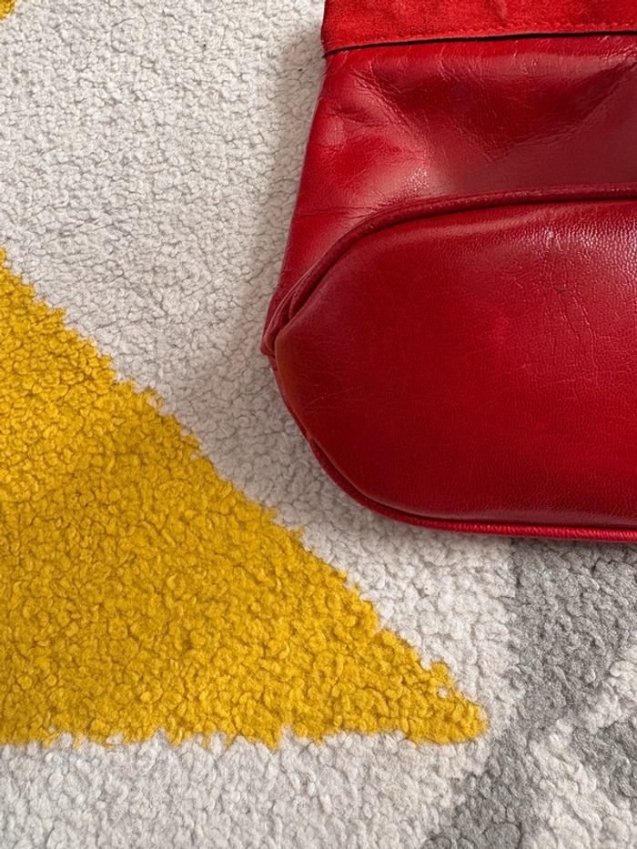 Pochette en cuir verni rouge vintage - photo numéro 5