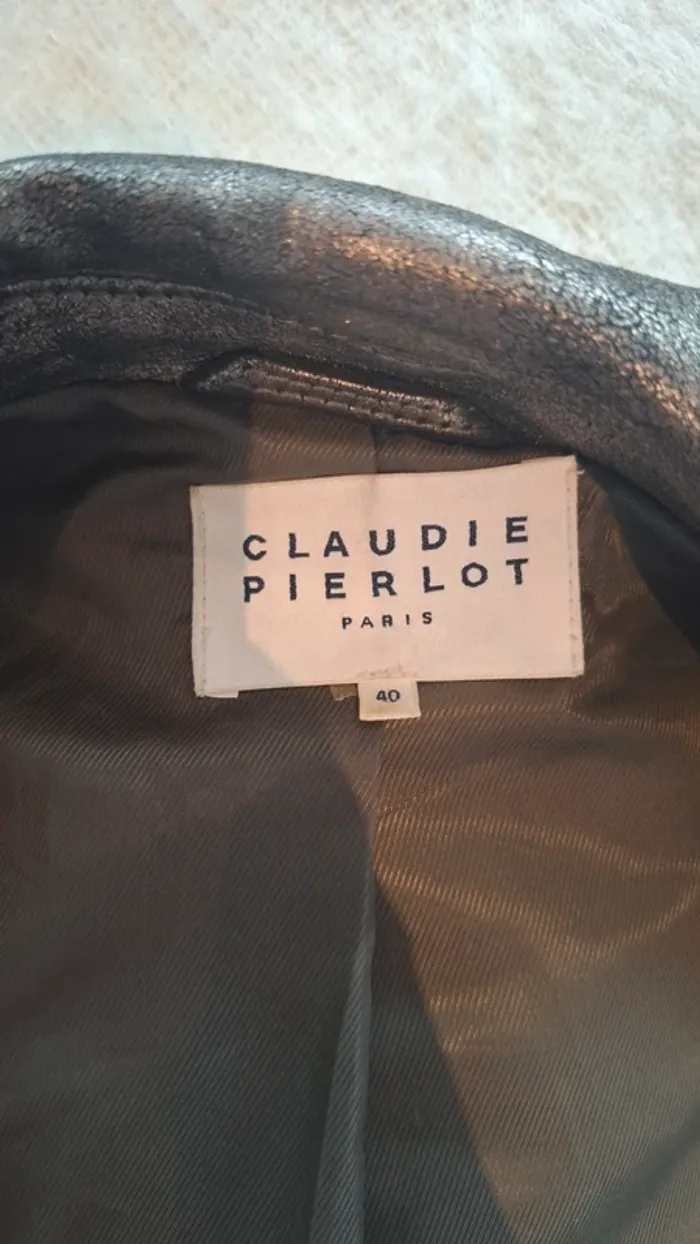 Perfecto en cuir véritable argenté irisé – Neuf – Claudie Pierlot – Taille 40 - photo numéro 7