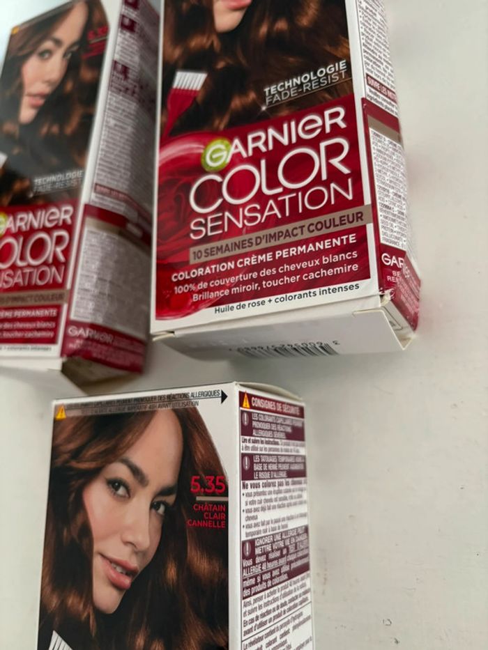 Lot de 3 colorations Garnier Color Sensation - 5.35 Châtain Clair Cannelle - photo numéro 2