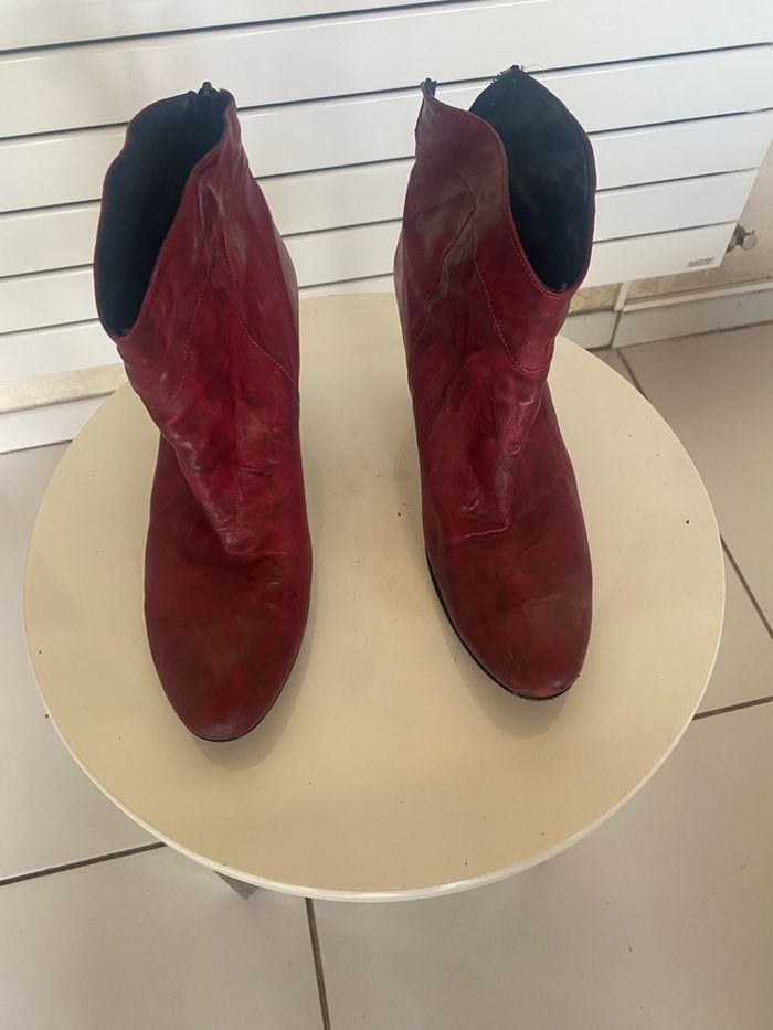 Bottines cuir rouge 41 - photo numéro 5
