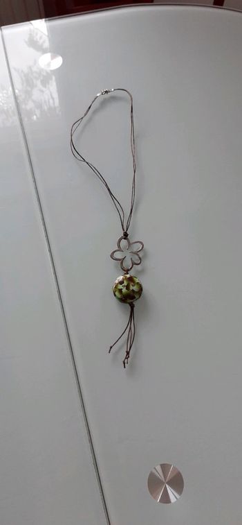 Collier fantaisie vert et marron