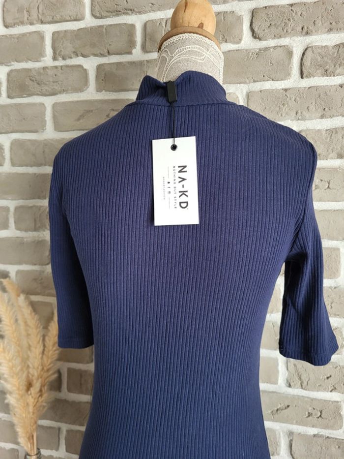 Robe en maille côtelée bleu marine col zippé NA-KD - Neuve - photo numéro 11