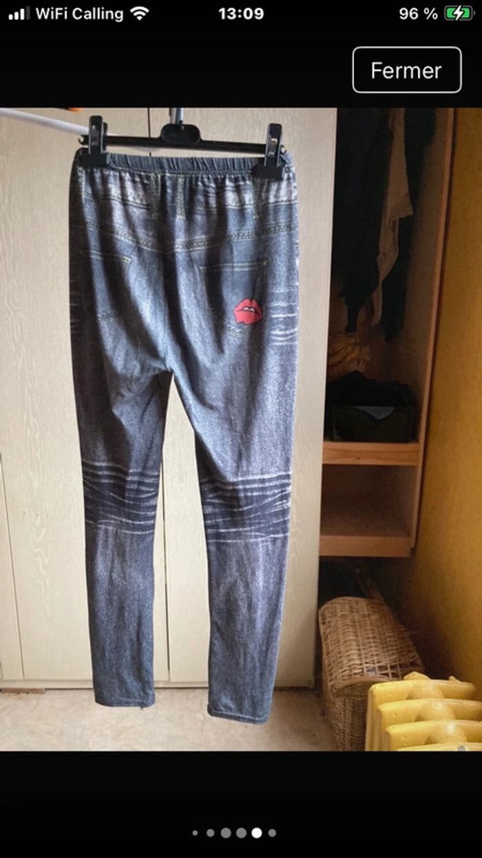 Superbe legging jeans avec stickers style USA taille unique - photo numéro 2