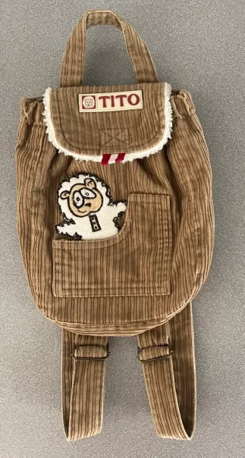 Sac à dos enfant velours marron / mouton Tito