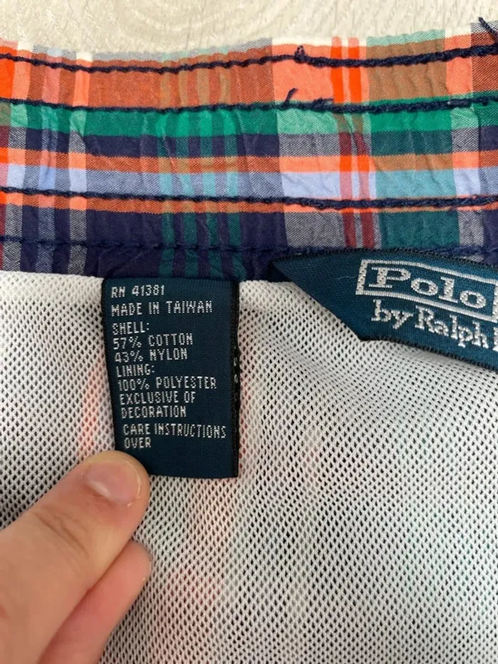 Polo Ralph Lauren vintage Checkered Plaid Mens L Swim Trunks Board Shorts - photo numéro 9