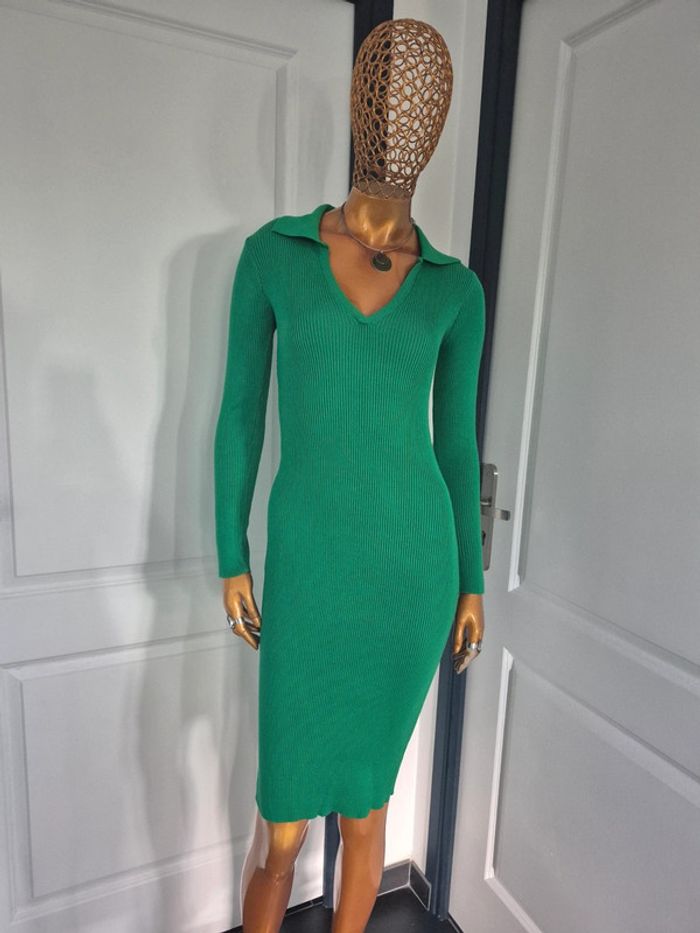 Robe Longue Manches Longues Vert Femme Taille S/M