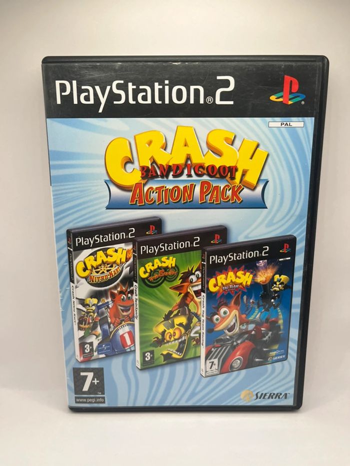 Crash Bandicoot Action Pack PS2 Sony PlayStation Nitro Tag Team - PAL NL Cib