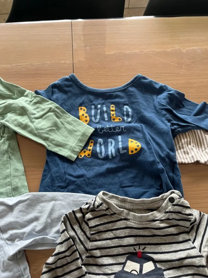 Lot 7 t-shirt manche longue bébé garçon 6 mois - photo numéro 6