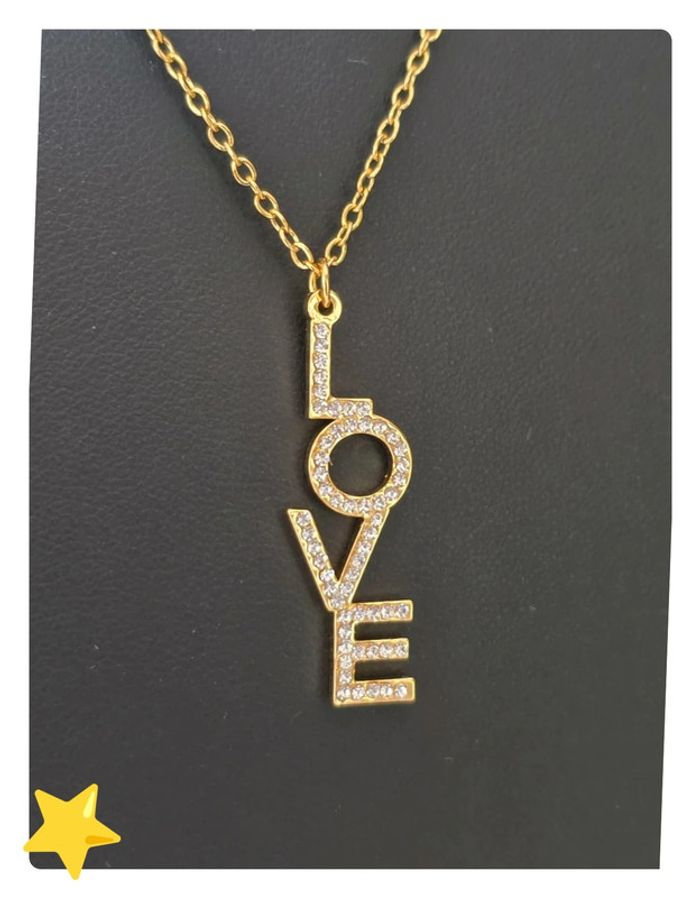 Collier pièce unique "love" acier inoxydable dorée - photo numéro 5