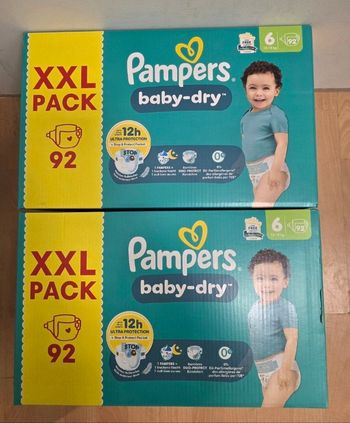 🍼 Pampers Baby-Dry T6 (13-18 kg) Lot de 2 × 92 couches – Total 184 couches