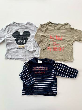 Lot de 3 t-shirts manches longues 9 mois