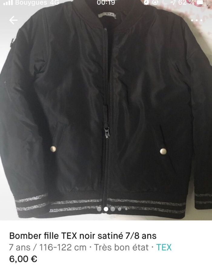 Bomber satiné 7/8 ans
