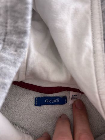 Sweat à capuche Okaïdi gris chiné - Motif Renard "Wild Life" - 6 ans (116 cm)