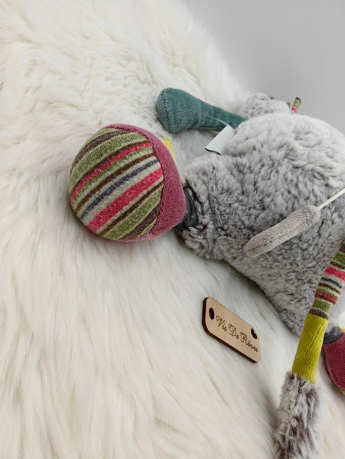 Doudou Chat musical Les Pachats gris vert Moulin Roty - photo numéro 4