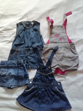 Lot Salopette jean fille 6mois