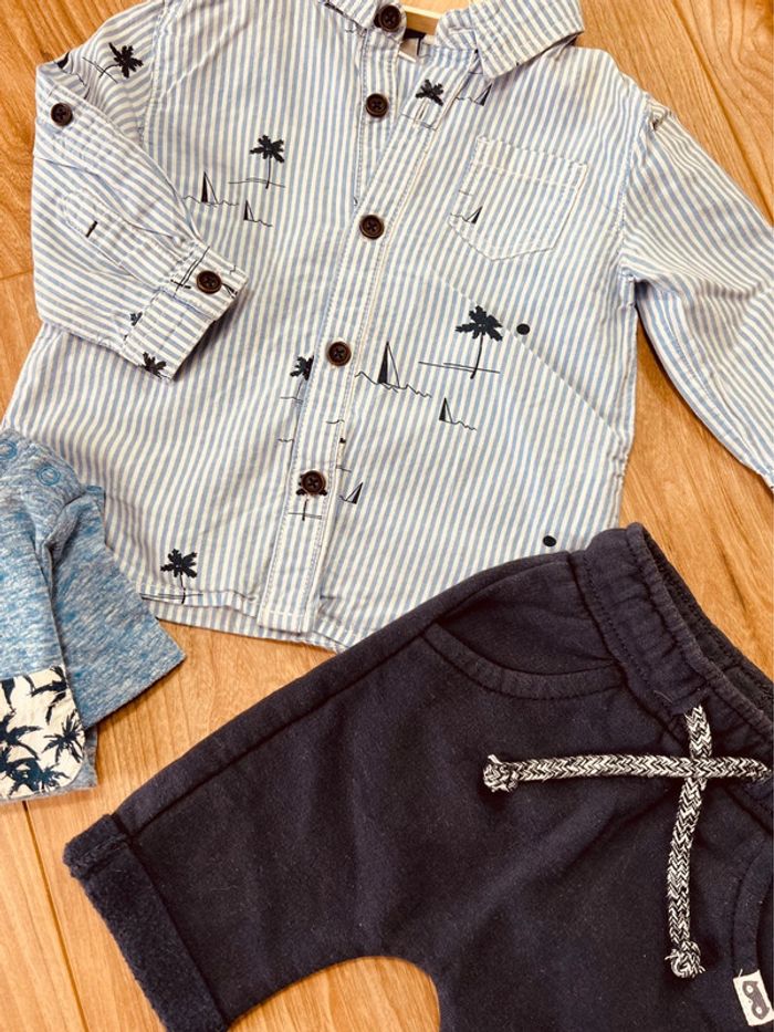 Taille 3 mois ensemble 3 pièces garçon TAO Orchestra bleu * mer * 💙 - photo numéro 4