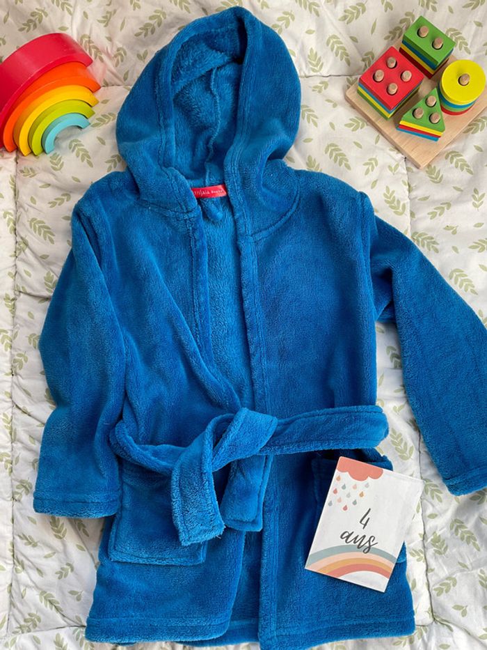 peignoir en polaire bleu avec capuche 4 ans tissaia - photo numéro 2