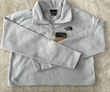 Sweat-shirt femme The North Face 100 Glacier 1/4 zip pull over polaire crop top gris claire