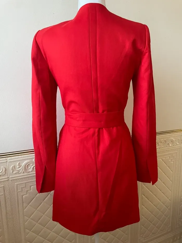 Zara veste blazer tailleur rouge ceinturée taille XS - photo numéro 3