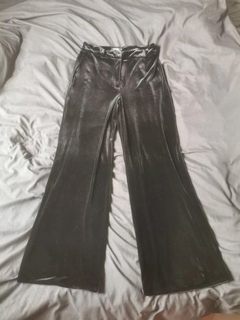 Pantalon velours satiné noir Monoprix