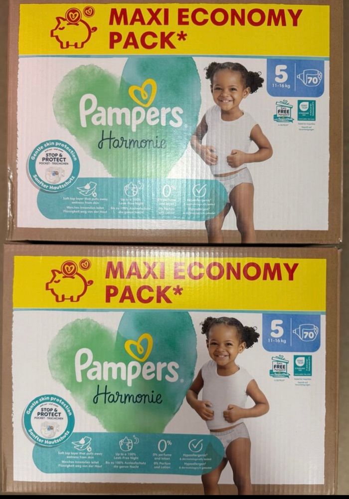 Lot de 2 cartons couches Pampers taille 5 harmonie