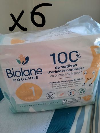 6 paquets de couche biolane taille 1