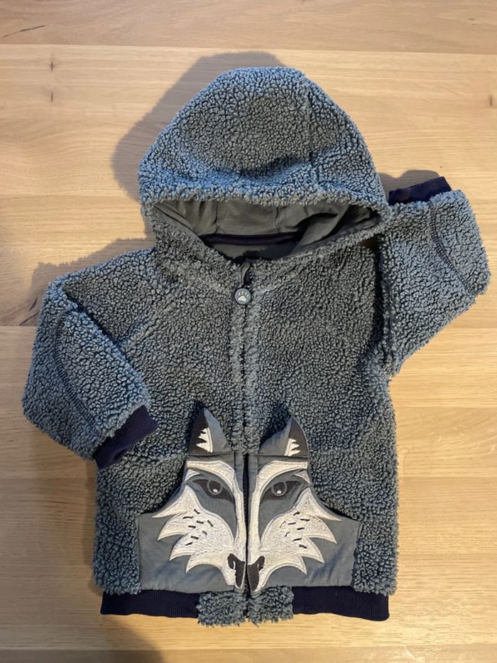 Gilet épais gris bleu à capuche sergent Major 18/24 mois