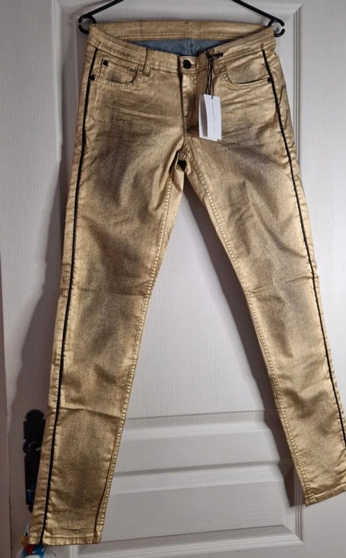 Pantalon Faith Connexion doré neuf avec étiquette