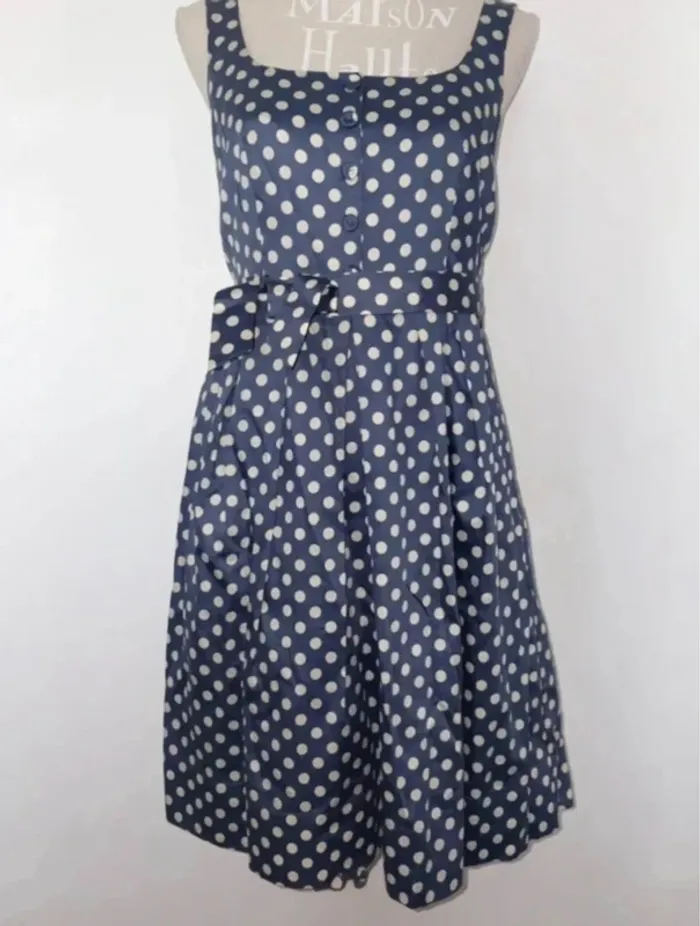 Robe bleue à pois blanc femme taille 42 Sinéquanone en très bon état. - photo numéro 2