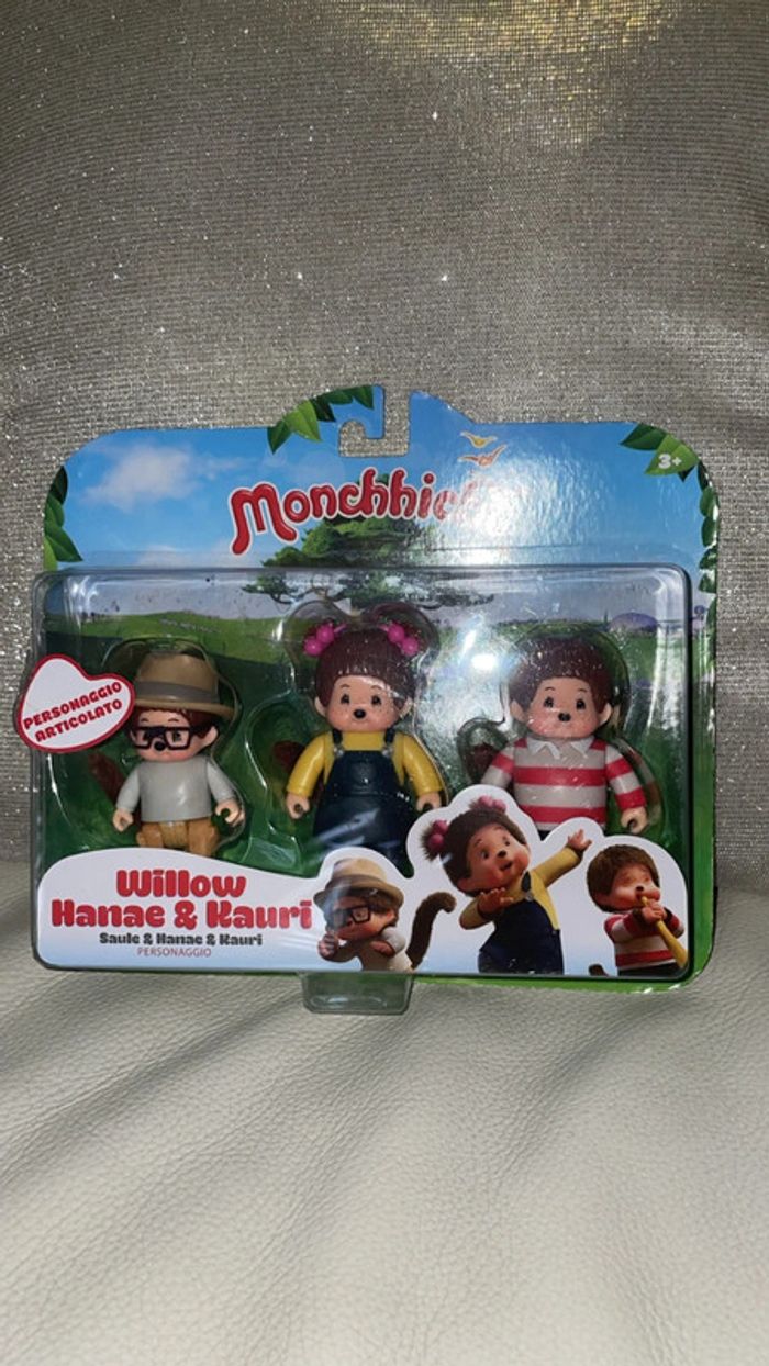 Pack figurines Monchhichi Willow, Hanae & Kauri (Neuf, jamais ouvert)