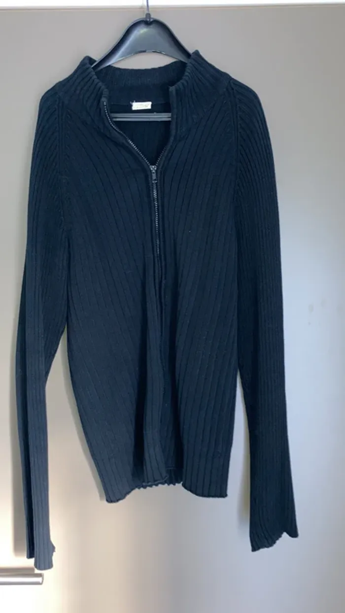 gilet homme noir taille xl coton fermeture zip