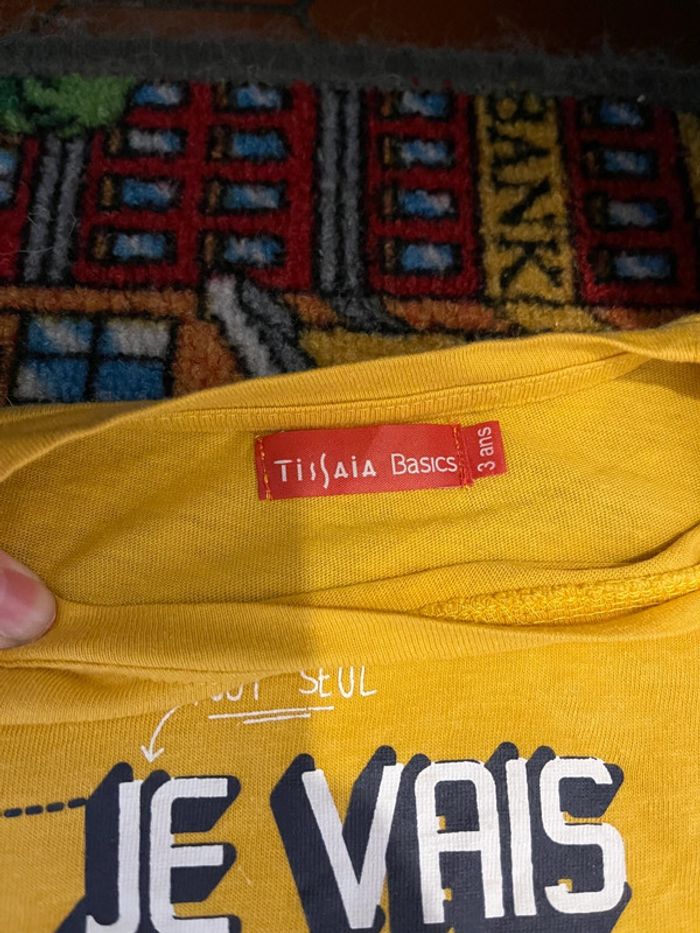 T-shirt manches longues tissaia jaune  3 ans - photo numéro 3