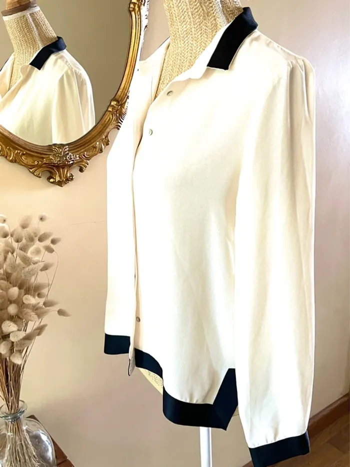 Sublime chemise blouse chic neuve Zara blanc écru et passementerie bordure  noir