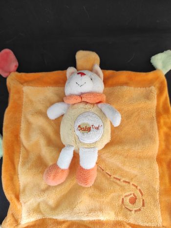 chien ours loup blanc orange baby nat' doudou plat mouchoir  #geektradedoudou