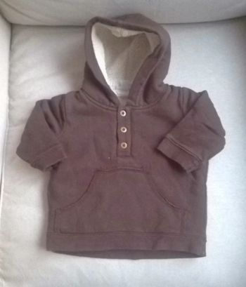 Pull Verbaudet marron doublé en polaire - 9 mois